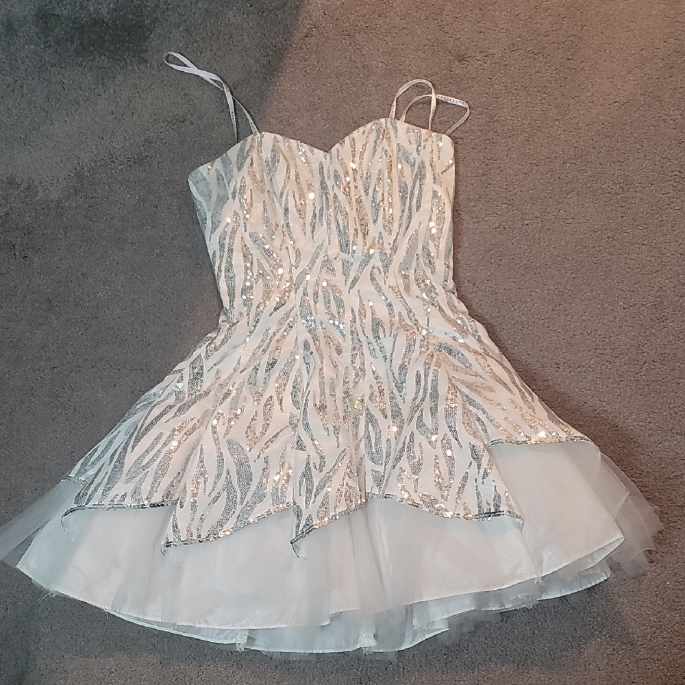 Sale!  Elegant White and Silver Teen's Home-Coming Dress
